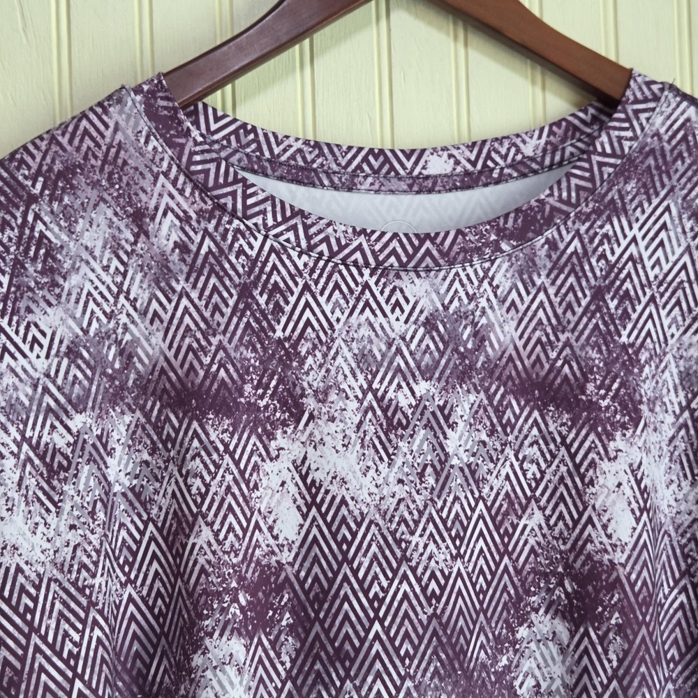 Enlighten Shirt Womens Plus 2X Purple Long Sleeve Chevron Print Jersey Top